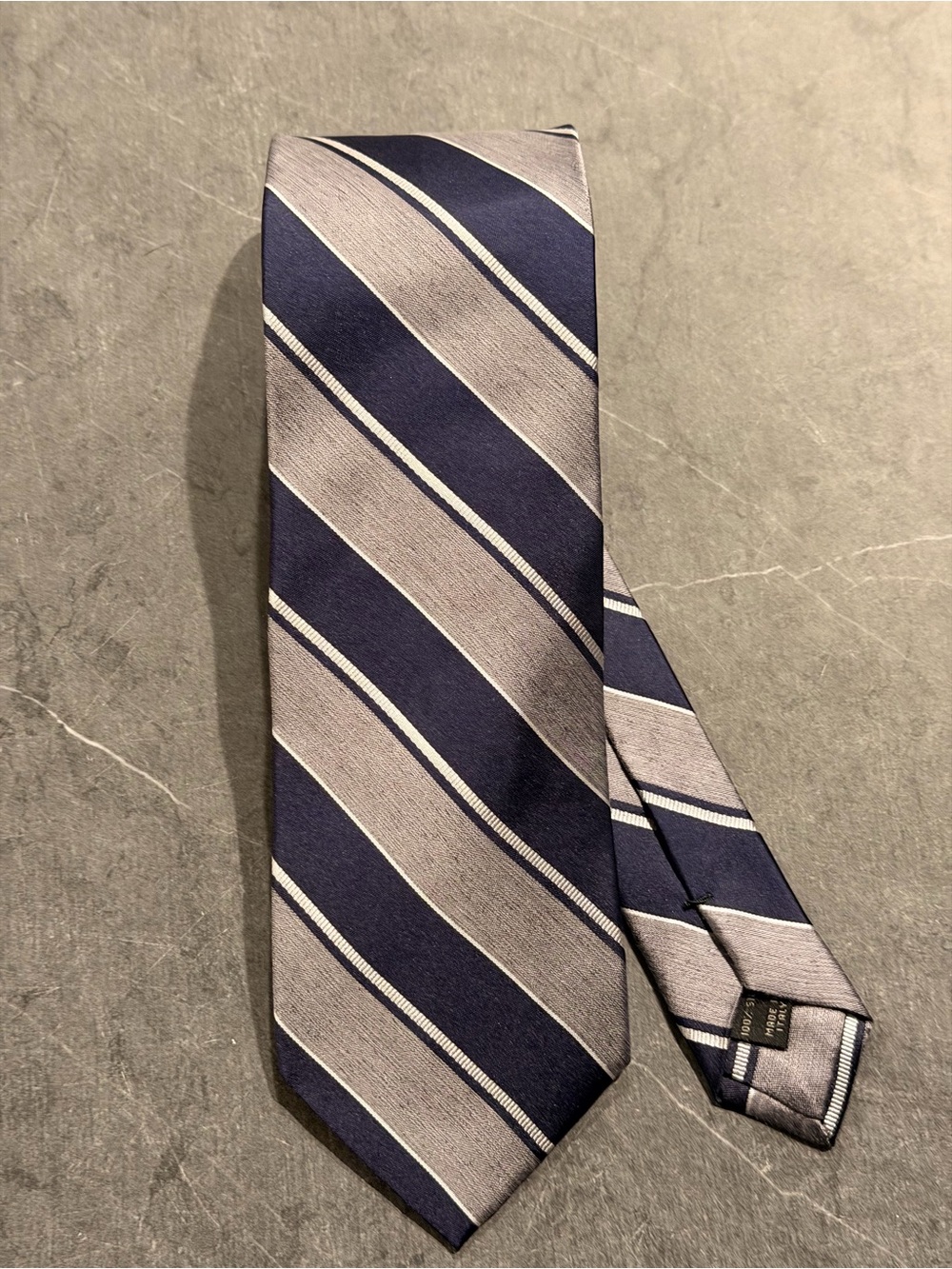 Jos. A. Bank Signature Collection Navy and Silver Diagonal Stripe Tie
